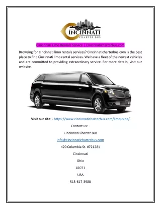 Cincinnati Limo Rentals Service  Cincinnaticharterbuscom