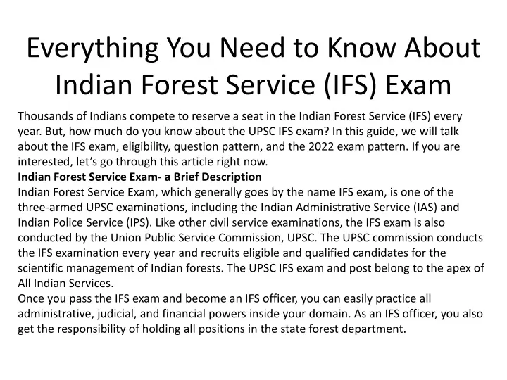 everything you need to know about indian forest service ifs exam