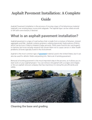 Asphalt Pavement Installation