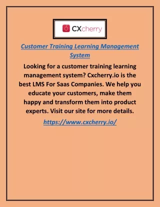 Customer Training Learning Management System