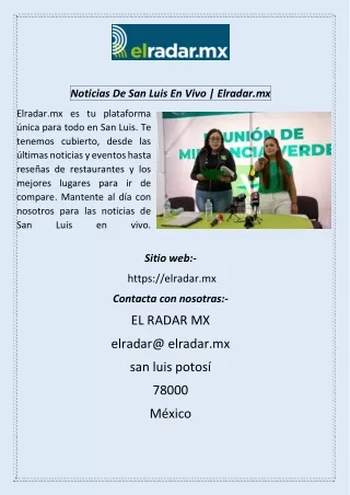 Noticias De San Luis En Vivo  Elradar.mx