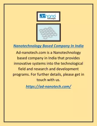 nanotechnology based company in india