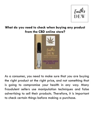 What do you need to check when buying any product from the CBD online store