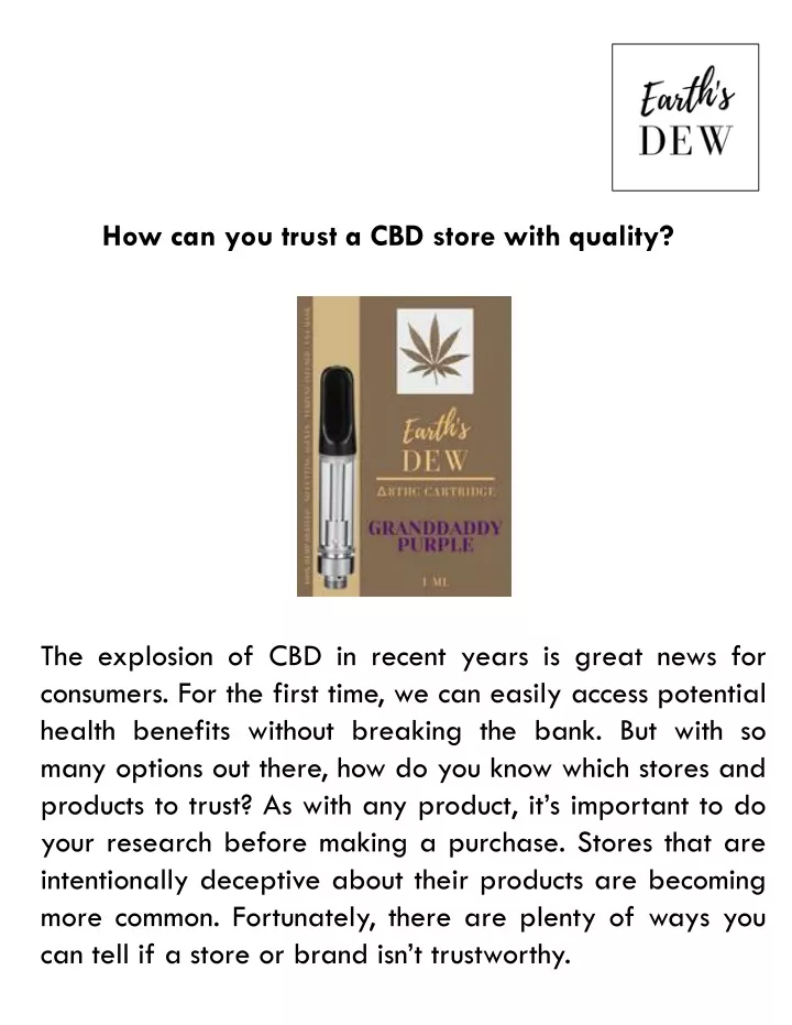 how can you trust a cbd store with quality