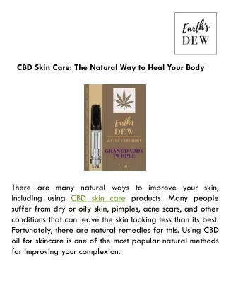 CBD Skin Care The Natural Way to Heal Your Body