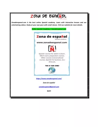 Online Spanish Academy  Zonadeespanol.com