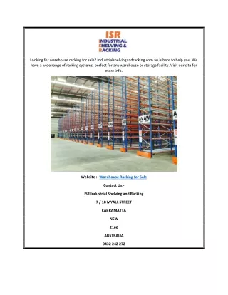 Warehouse Racking For Sale  Industrialshelvingandracking.com.au