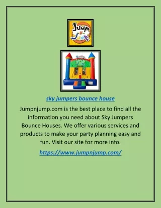 Sky Jumpers Bounce House | Jumpnjump.com