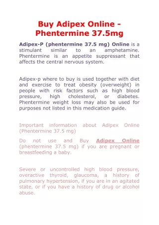 Buy Adipex Online - Phentermine 37.5mg