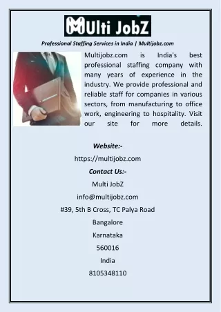 Professional Staffing Services in India  Multijobz
