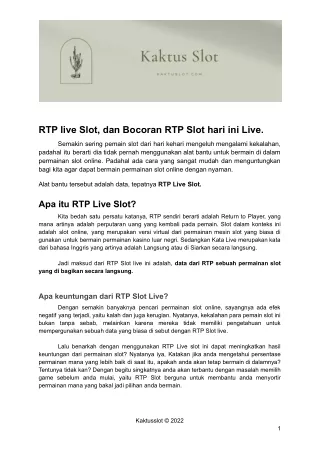 RTP Live Slot