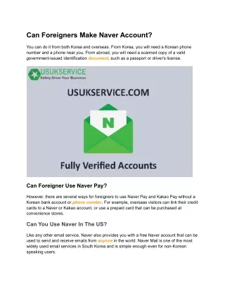 Naver Accounts - 100% Real and Active Phone Number Verified