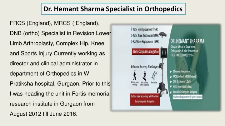 dr hemant sharma specialist in orthopedics