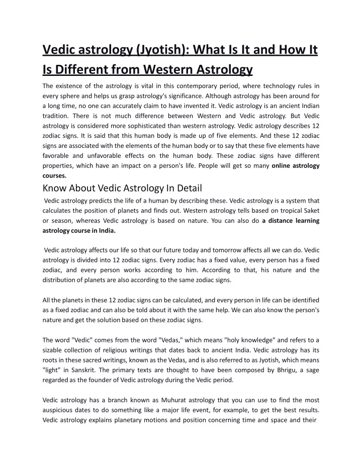 vedic astrology jyotish what is it and how it is different from western astrology