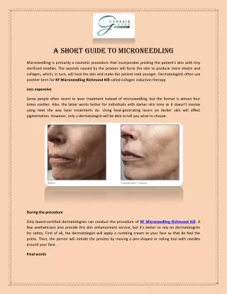 A Short Guide to Microneedling