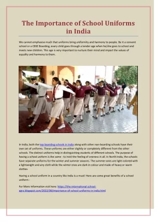 The Importance of School Uniforms in India