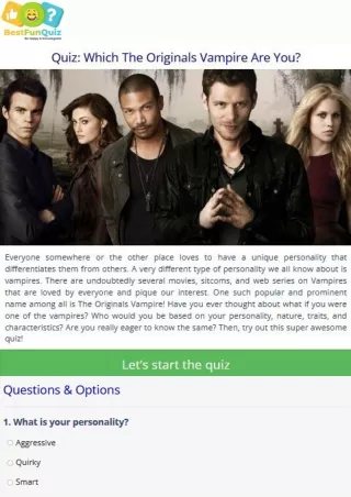 Which The Originals Vampire Are You