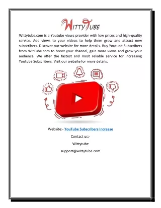 Youtube Subscribers Increase  Wittytube.com