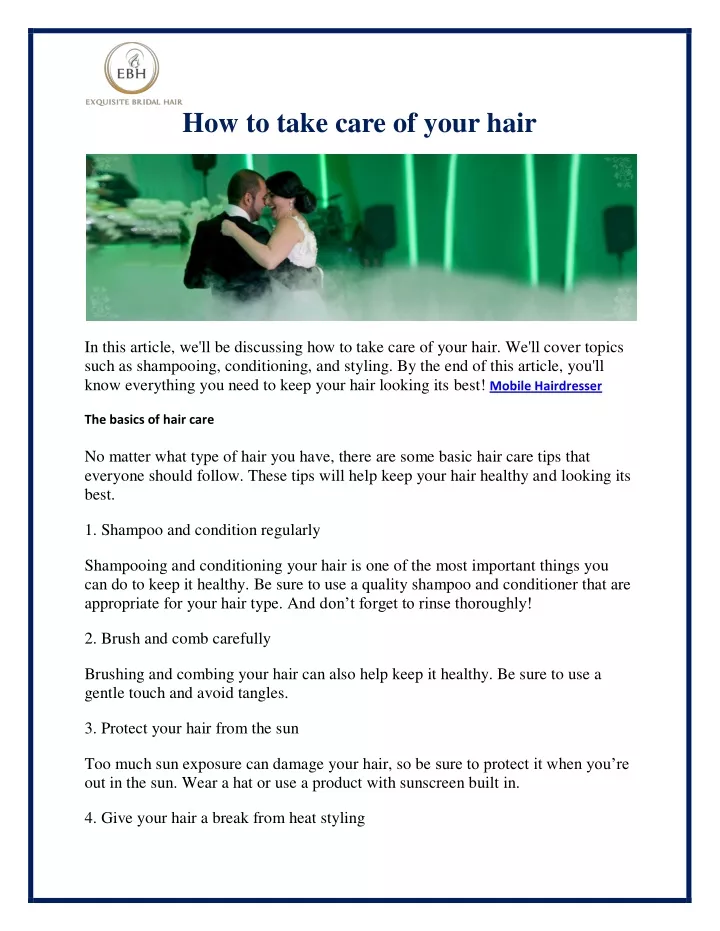 how to take care of your hair