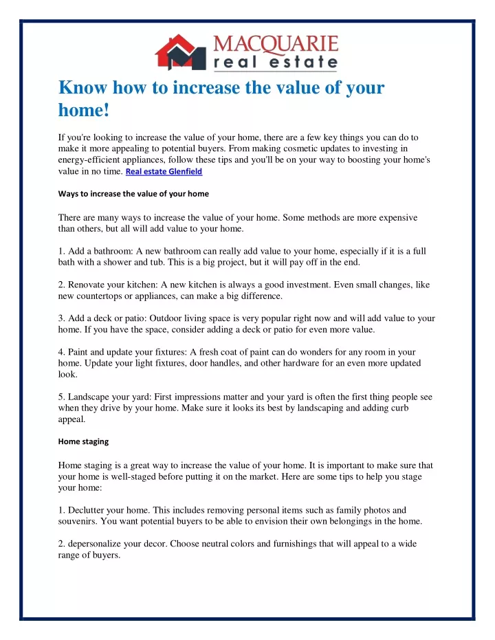 know how to increase the value of your home