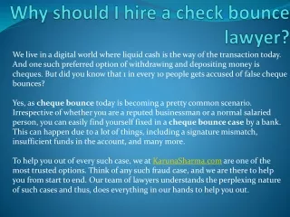 why should i hire a check bounce lawyer