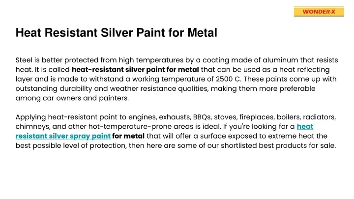 heat resistant silver paint for metal