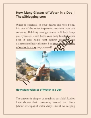 how many glasses of water in a day thew3blogging