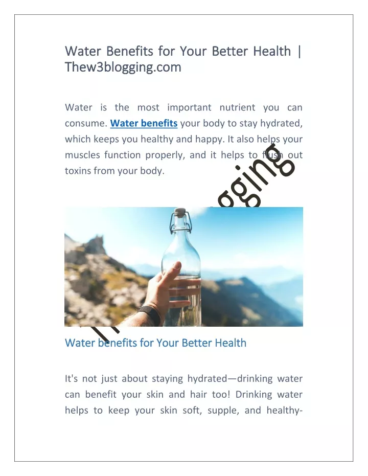 water water benefits benefits for thew3blogging