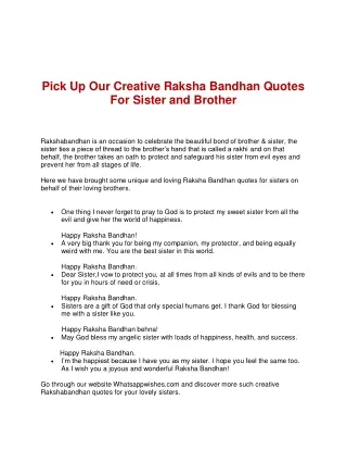 Pick up Our Creative Raksha Bandhan Quotes for Sister and Brother