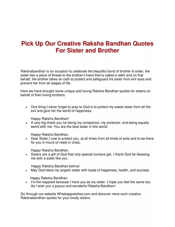 pick up our creative raksha bandhan quotes