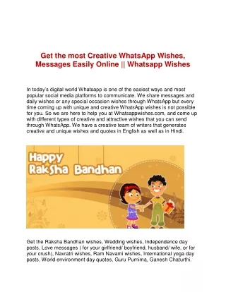 Get The Most Creative Whatsapp Wishes, Messages Easily Online || Whatsapp Wishes
