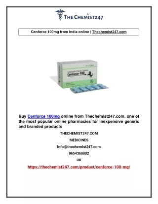 Cenforce 100mg from India online | Thechemist247.com