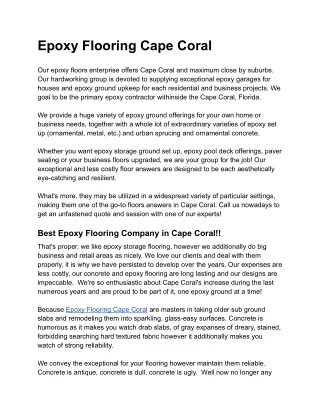 epoxy flooring cape coral
