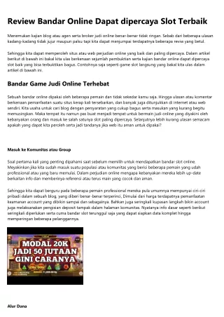 Review Website Online Dapat dipercaya Slot Terunggul