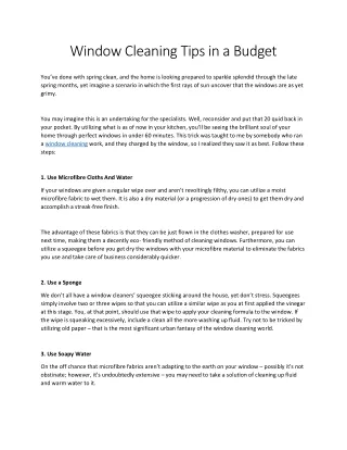 Window Cleaning Tips in a Budget