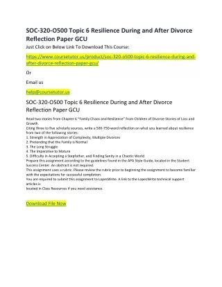 soc 320 o500 topic 6 resilience during and after