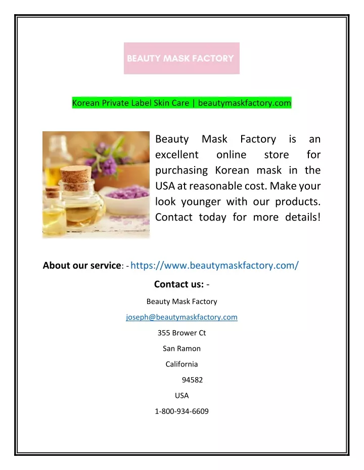 korean private label skin care beautymaskfactory