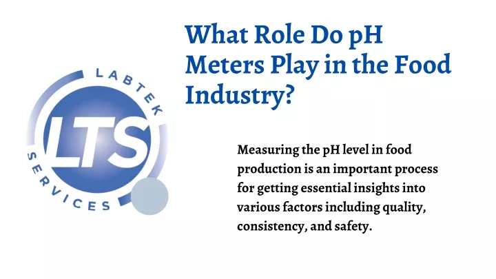 what role do ph meters play in the food industry