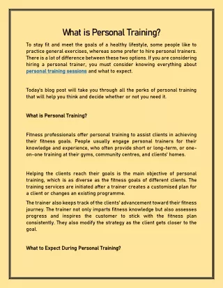 what is personal training