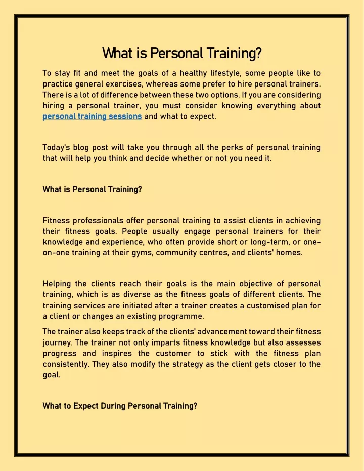 what is personal training