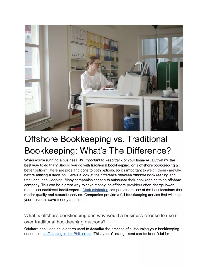 offshore bookkeeping vs traditional bookkeeping