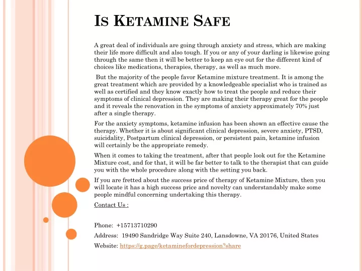 is ketamine safe