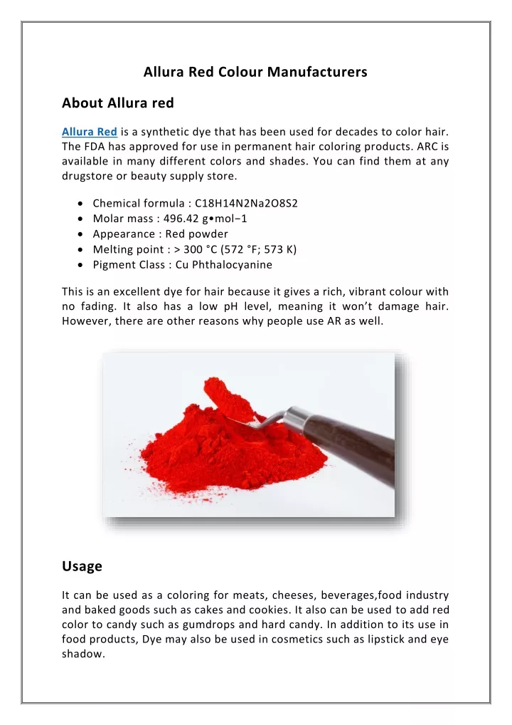 allura red colour manufacturers