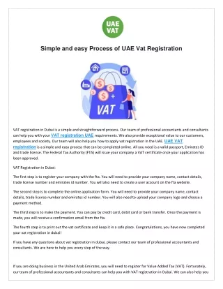 Simple and easy Process of UAE Vat Registration