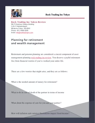 Planning for retirement and wealth management