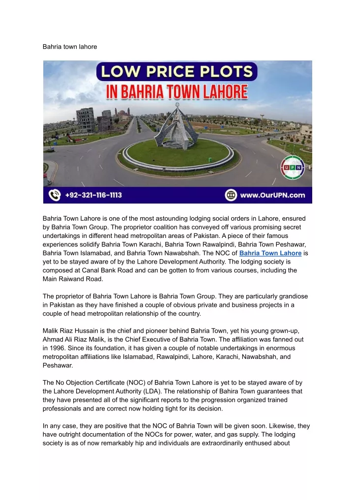 bahria town lahore