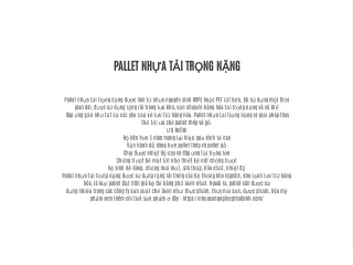 PALLET NHỰA TẢI TRỌNG NẶNG