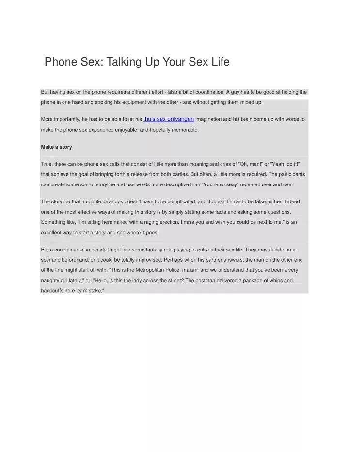 phone sex talking up your sex life