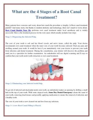 what are the 4 stages of a root canal treatment