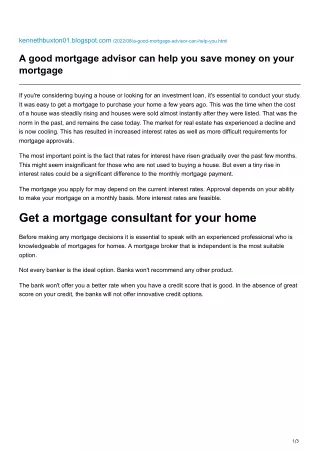 A good mortgage advisor can help you save money on your mortgage